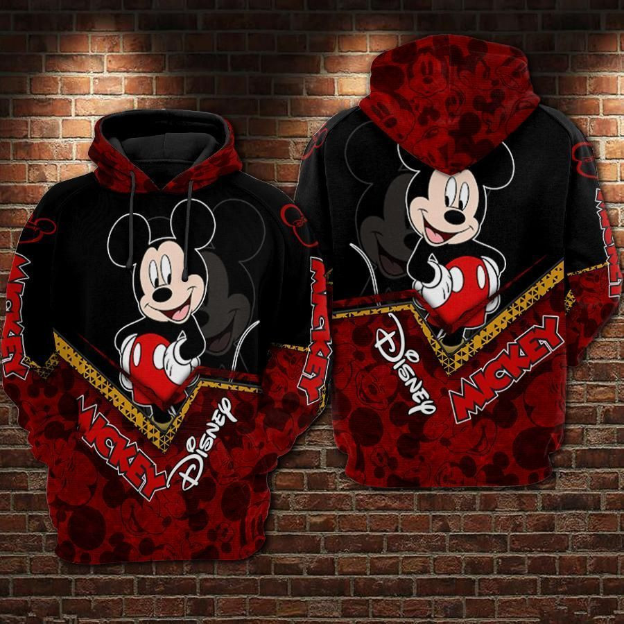 Mickey Mouse Movies Red Over Print 3d Hoodie Zip Hoodie 273