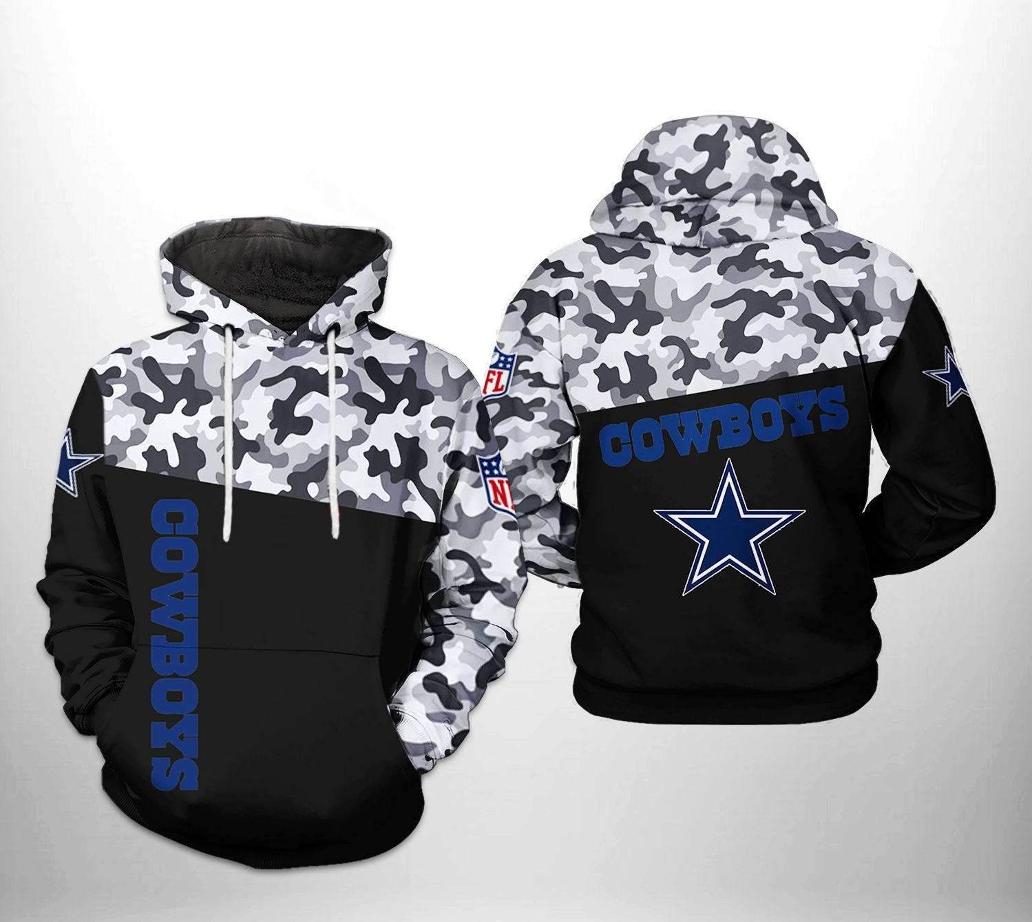 Cowboys Camo Veteran Team 3D All Over Print Hoodie & Zip Hoodie