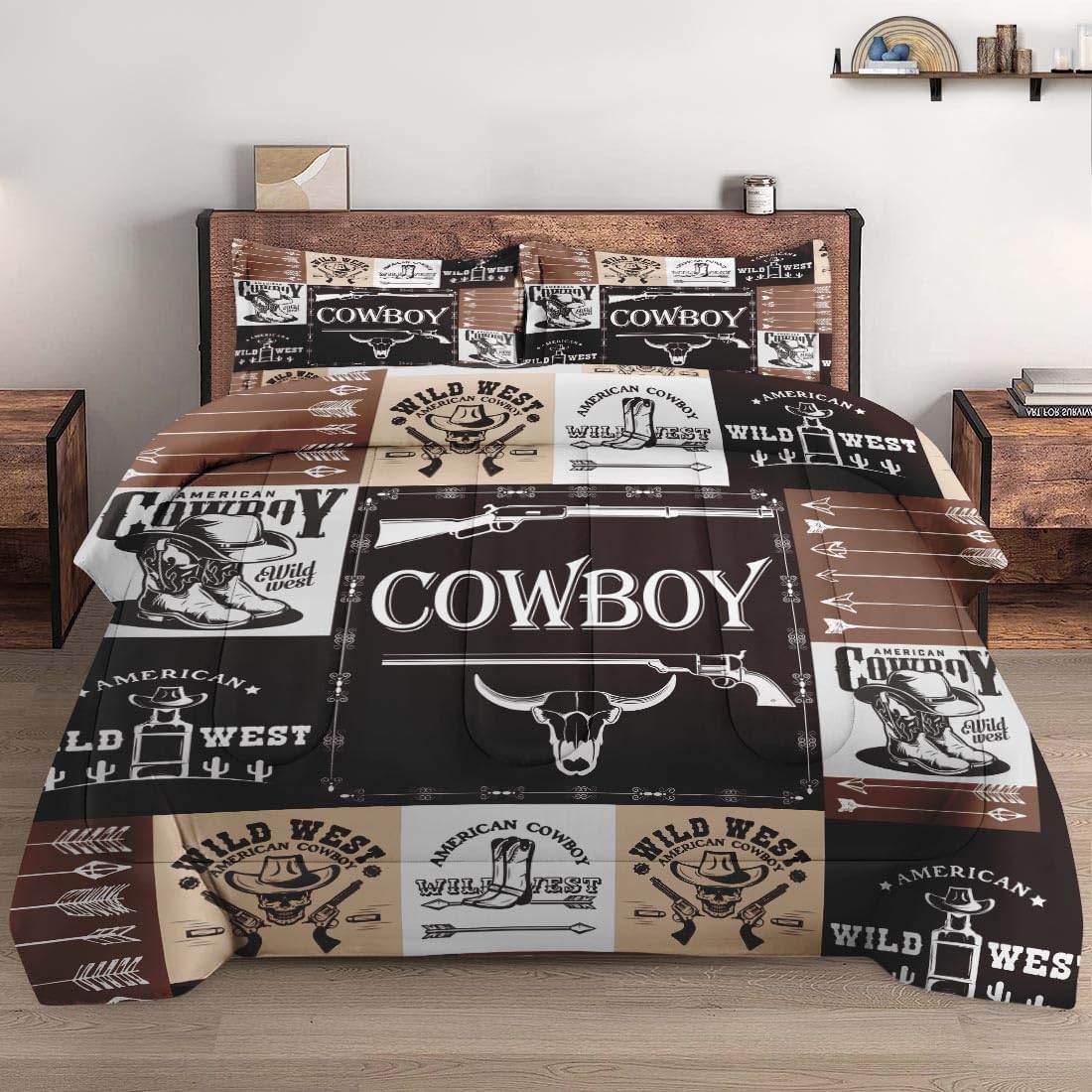 Farmer Bedding Set Vintage Cowboy Western Pattern Duvet Covers