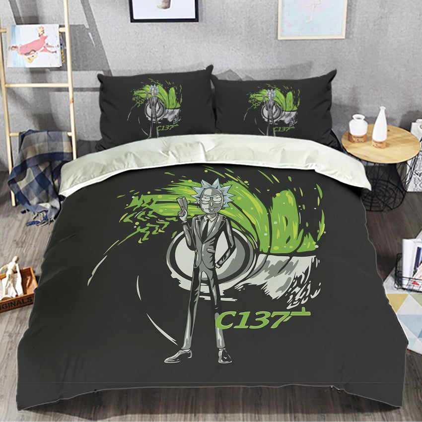 Rick And Morty Bedding Set Rick And Morty Bond C137 Duvet Covers Black