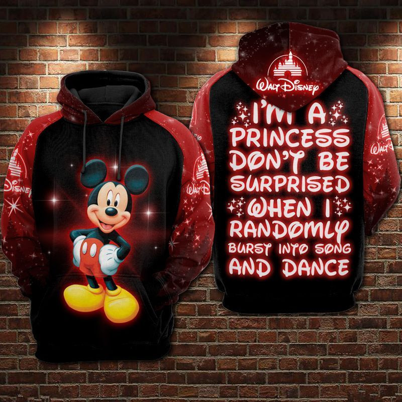 I Am A Princess Mickey Over Print 3d Hoodie Zip Hoodie 1