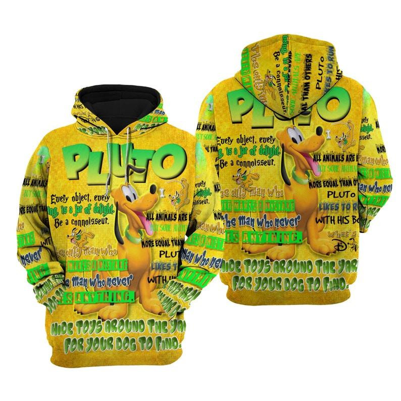 Pluto Dog Cartoon, Quotes, Pluto Punk Words Pattern All Over Print Hoodie, Zip Hoodie