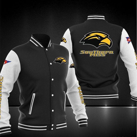 Southern Miss Golden Eagles Black White Baseball Jacket
