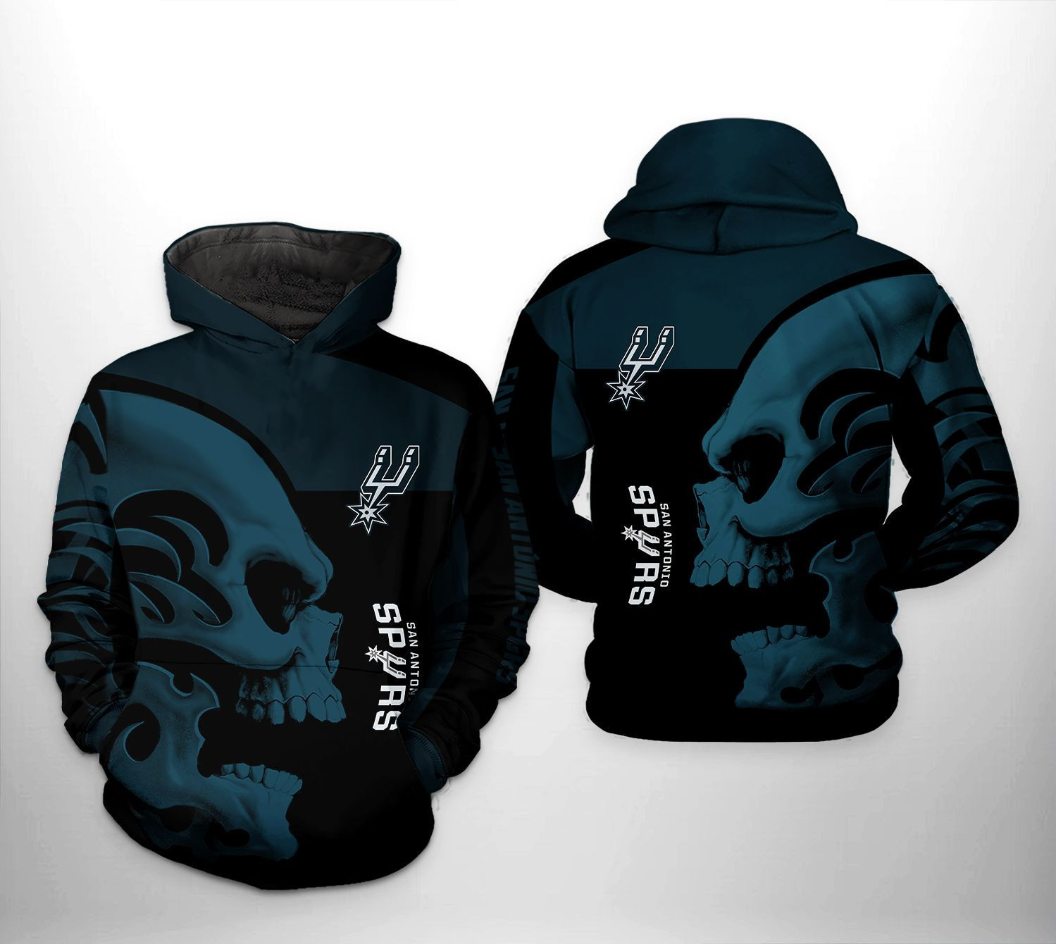 San Antonio Spurs Skull Team 3D All Over Print Hoodie & Zip Hoodie