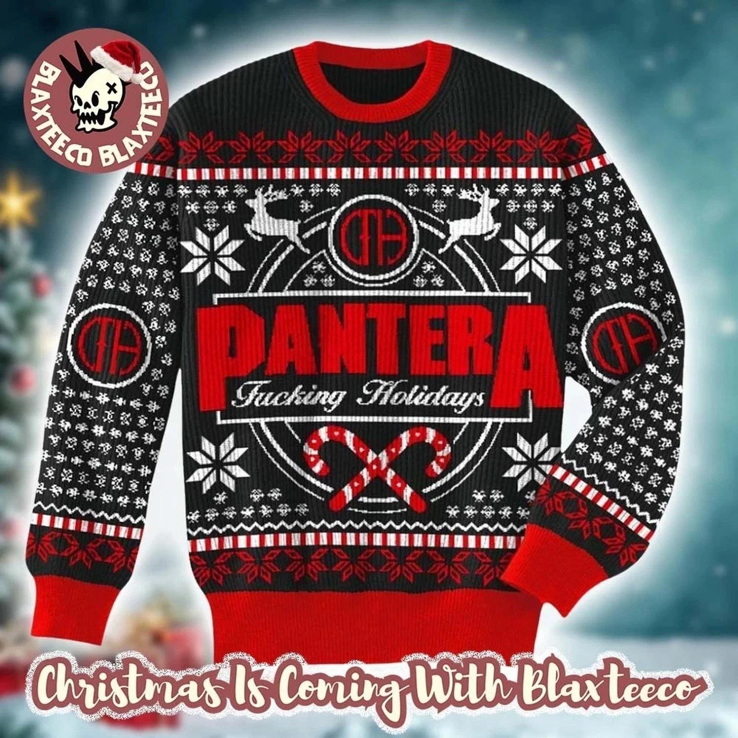 Pantera Fcking Holidays Snowflakes Ugly Christmas Sweater