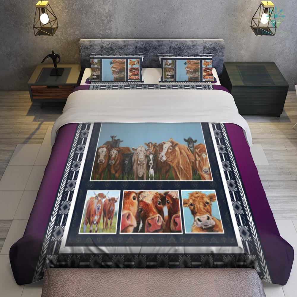 Cow Bedding Set Farming Cow Graphic Pattern Duvet Covers Black
