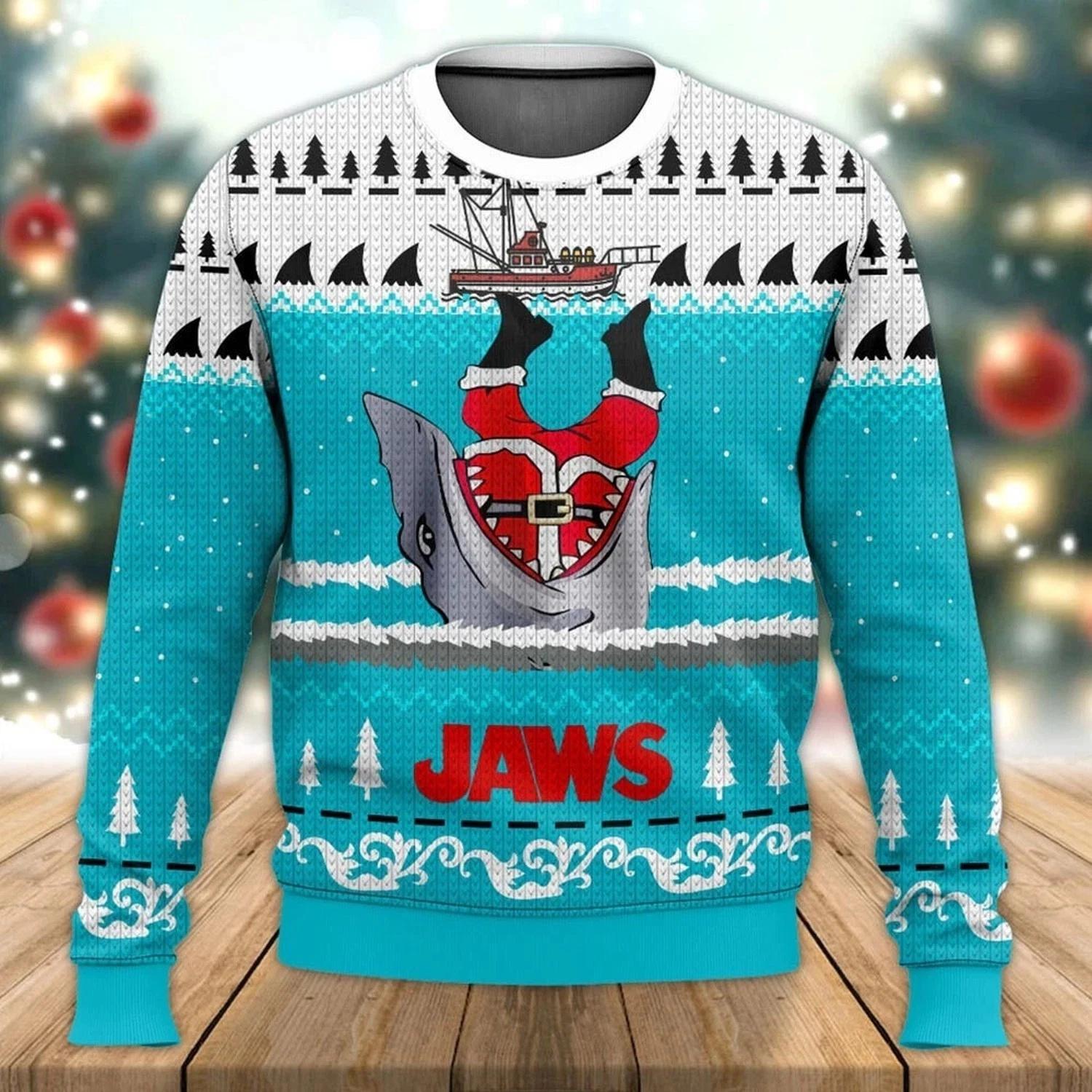 Rare Jaws Ugly Christmas Sweater