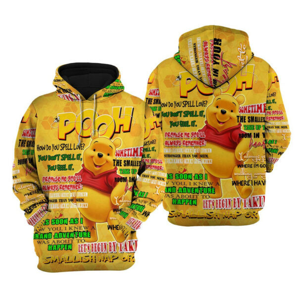 Winnie Pooh Punk Words Pattern Cartoon Graphic Outfits Aop Hoodie, Zip Hoodie 2221