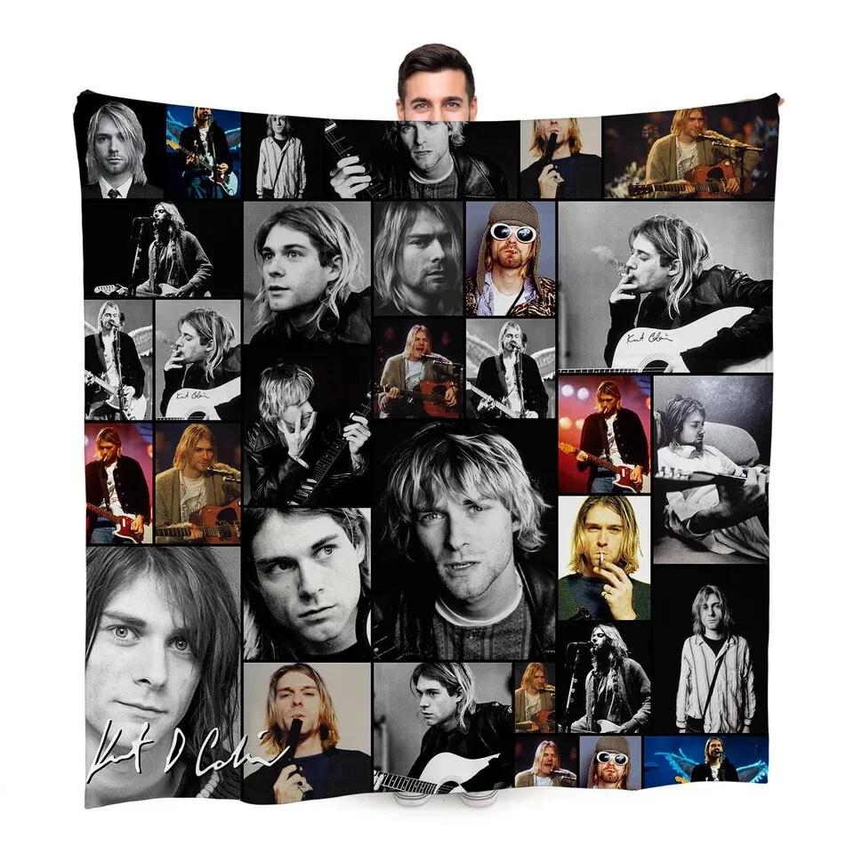 Kurt Cobain Celebrity Montage Fleece Sherpa Blanket