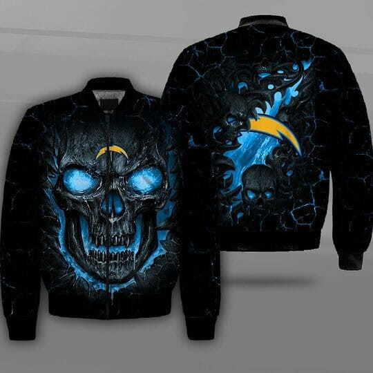 Los Angeles Chargers Skull Black Bomber Jacket