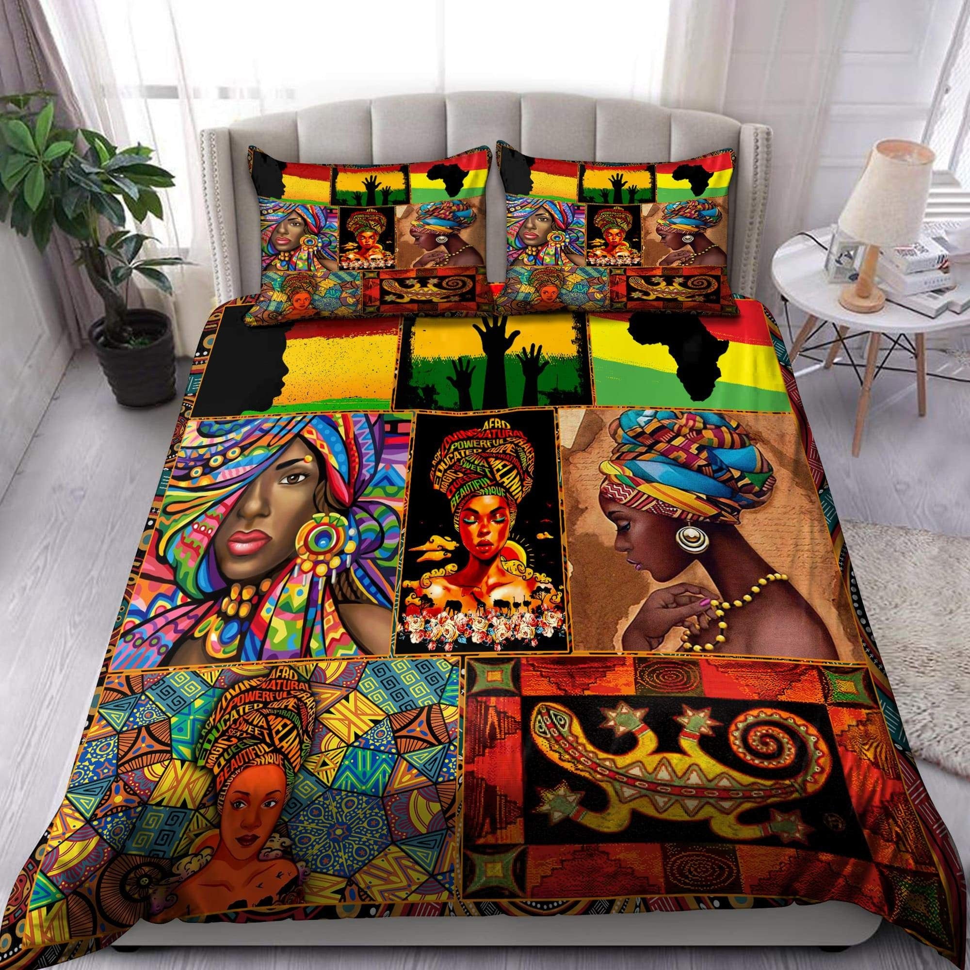 Juneteenth Bedding Set Juneteenth African American Women Pattern Duvet Covers