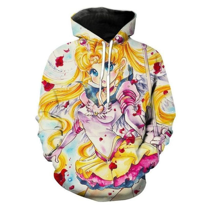 Anime Sailor Moon Venus Girls Hipster Good Quality Casual Over Print 3d Hoodie Zip Hoodie