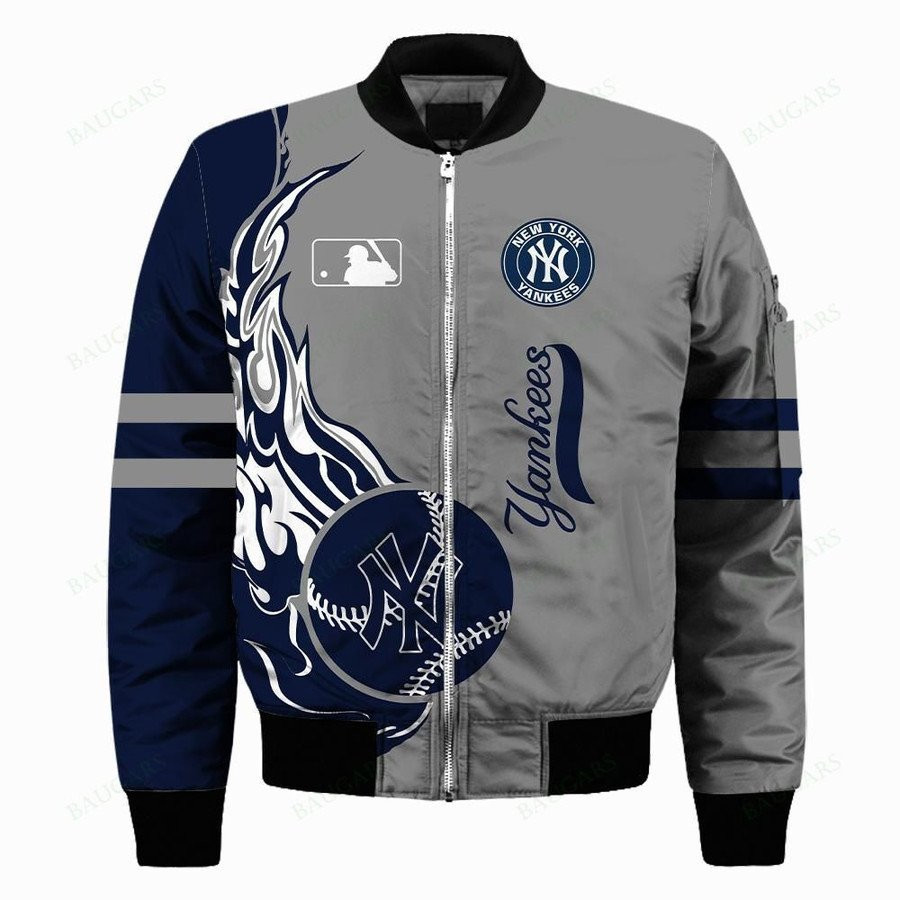 New York Yankees Gray Blue Bomber Jacket