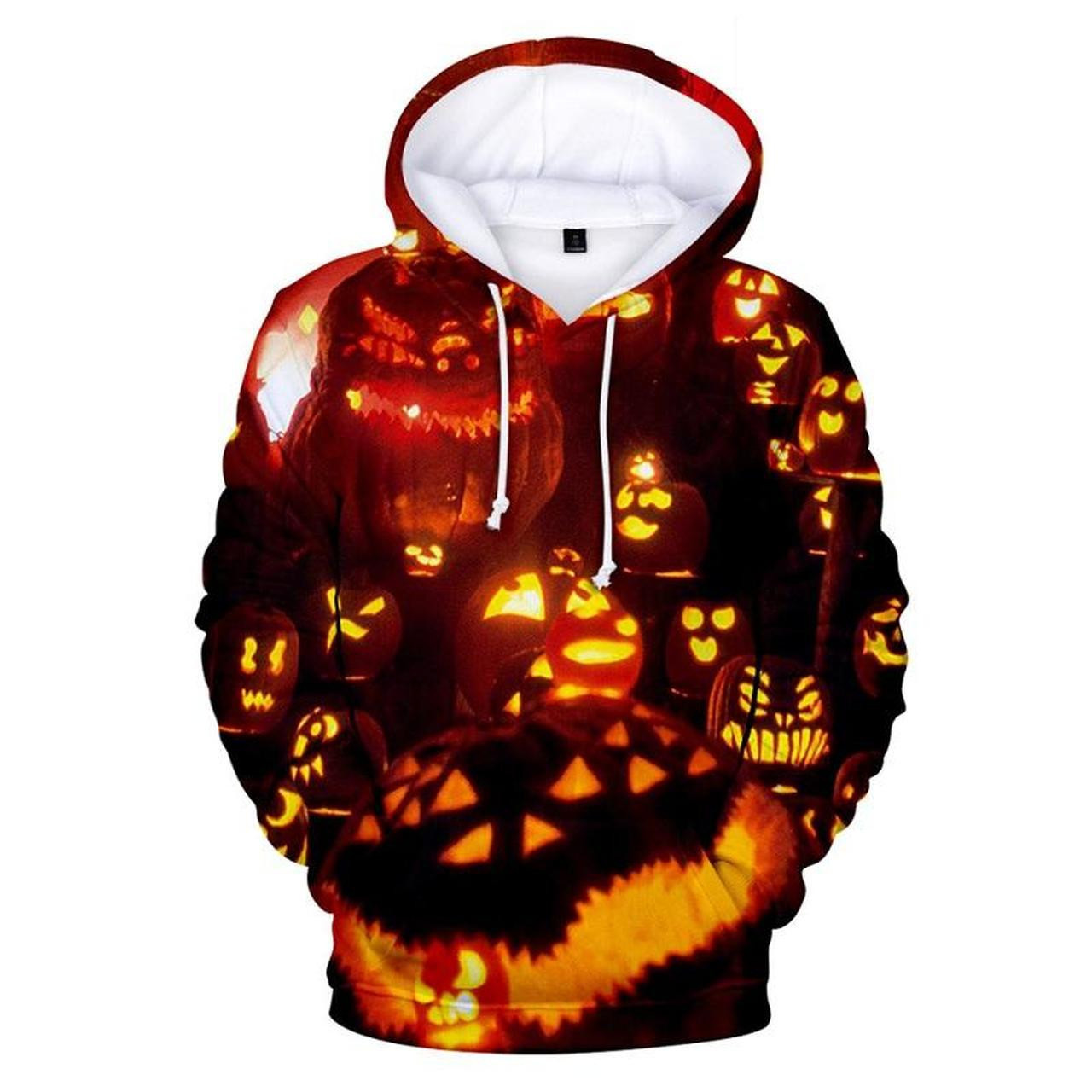 Halloween Jack O Lantern Pumpkin Lantern Polyester 3D All Over Print Hoodie & Zip Hoodie
