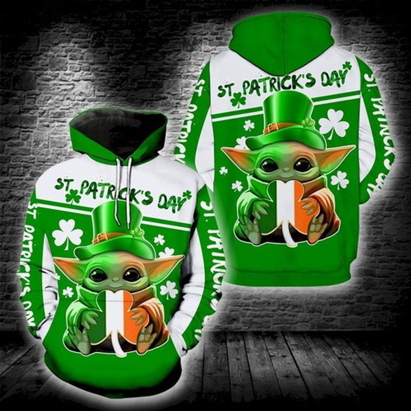 Irish Saint Patrick’s Day Baby Yoda Color Full 3d Hoodie