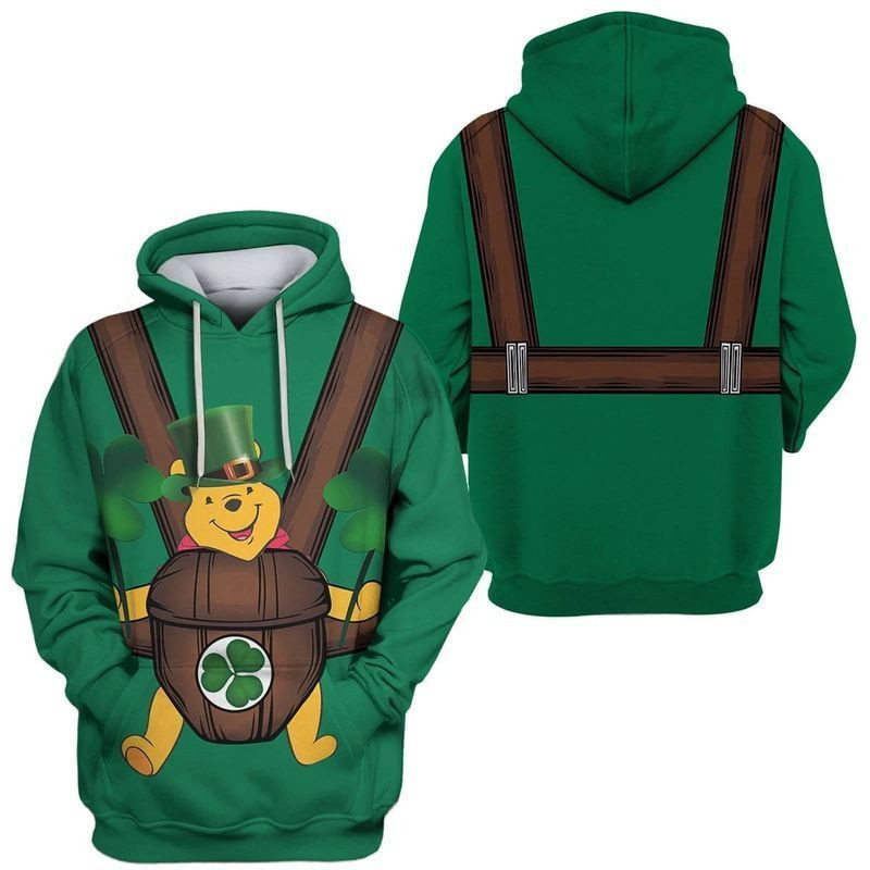 Saint Patrick Day Pooh Apparel Green Over Print 3d Hoodie Zip Hoodie