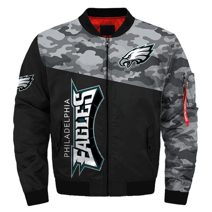 Philadelphia Eagles Black Camo Bomber Jacket