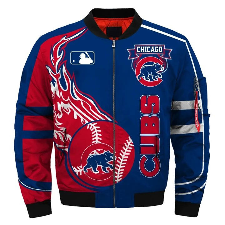 Chicago Cubs Big Logo Red Blue Bomber Jacket