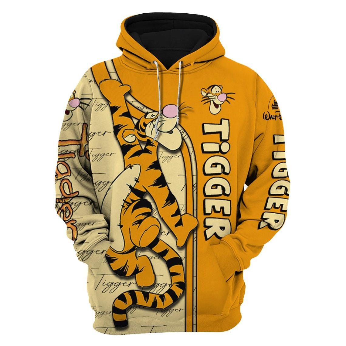 Tigger The Tiger Fan Gift, Tigger The Tiger Gift, Cartoon Graphic Outfits Aop Hoodie, Zip Hoodie