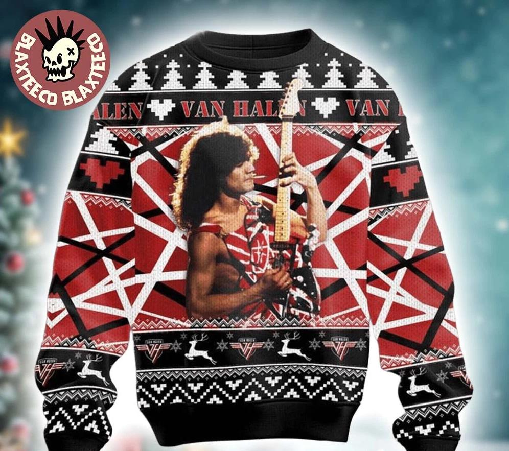 Van Halen Rock Band Eddie Runnin With The Devil Guitar Ugly Christmas Sweater