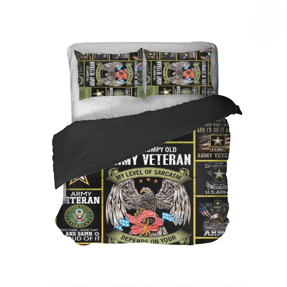Veteran Bedding Set My Level Of Sarcasm Depends On Your Lever Of Stupidity Duvet Covers Green