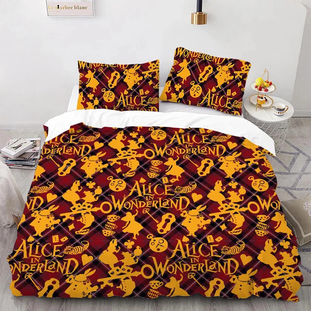 Alice In Wonderland Bedding Set Alice In Wonderland Chracters Silhouette Pattern Duvet Covers
