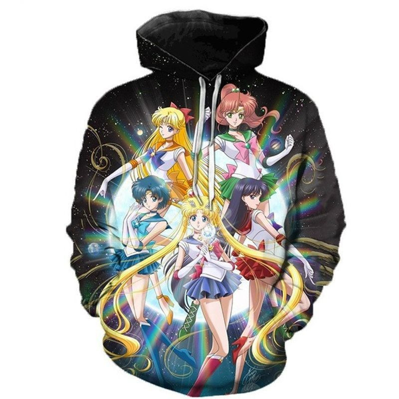 Hot Fashion Sailor Moon Over Print 3d Hoodie Zip Hoodie