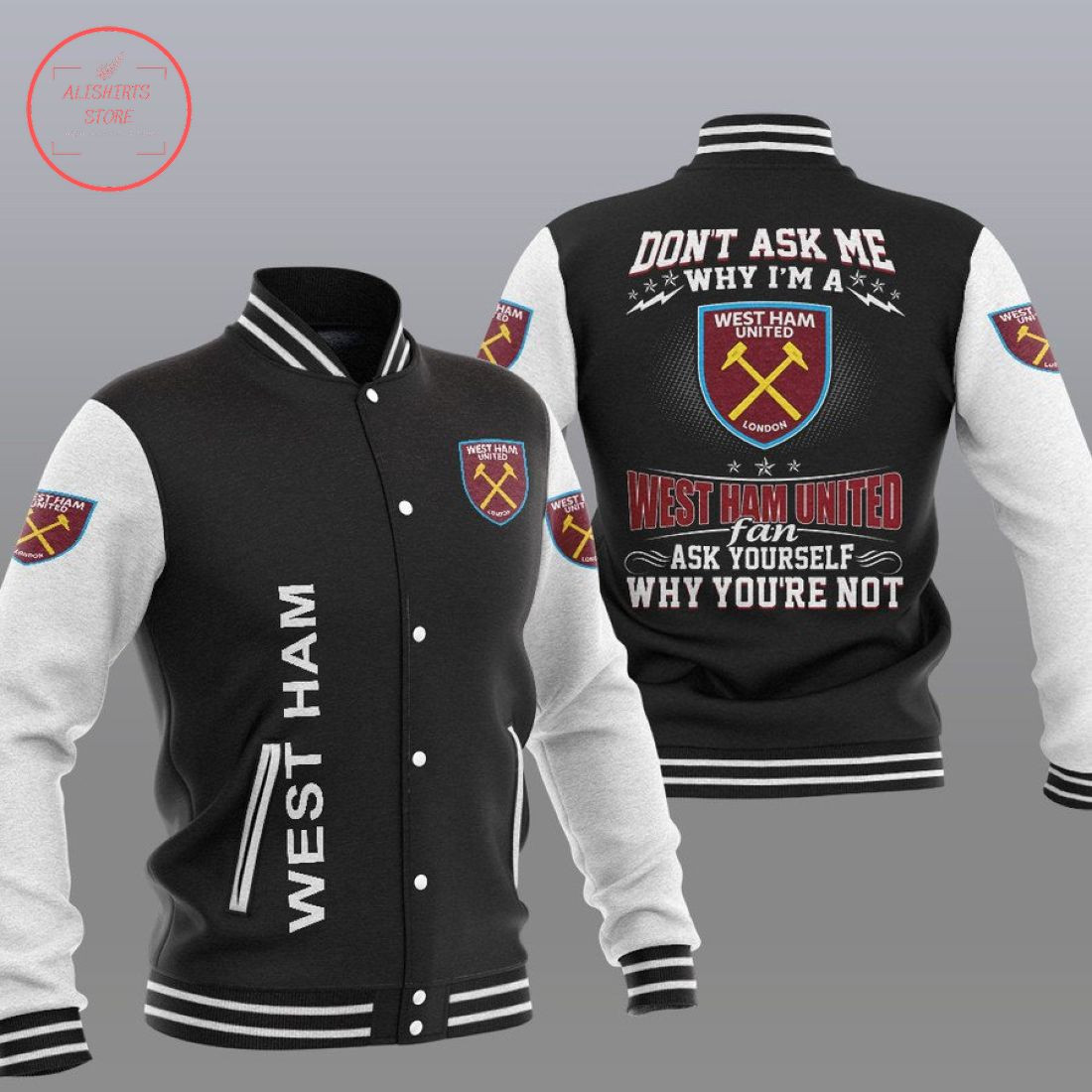 West Ham United FC Black Why Not Baseball Jacket