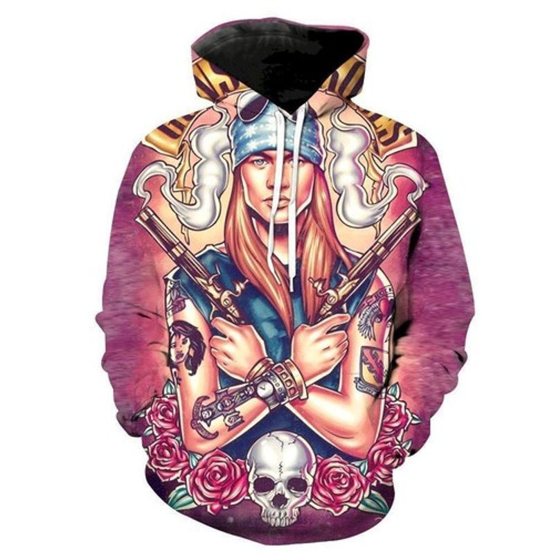 Skull Roses Guns Tattoo 3d Hoodie