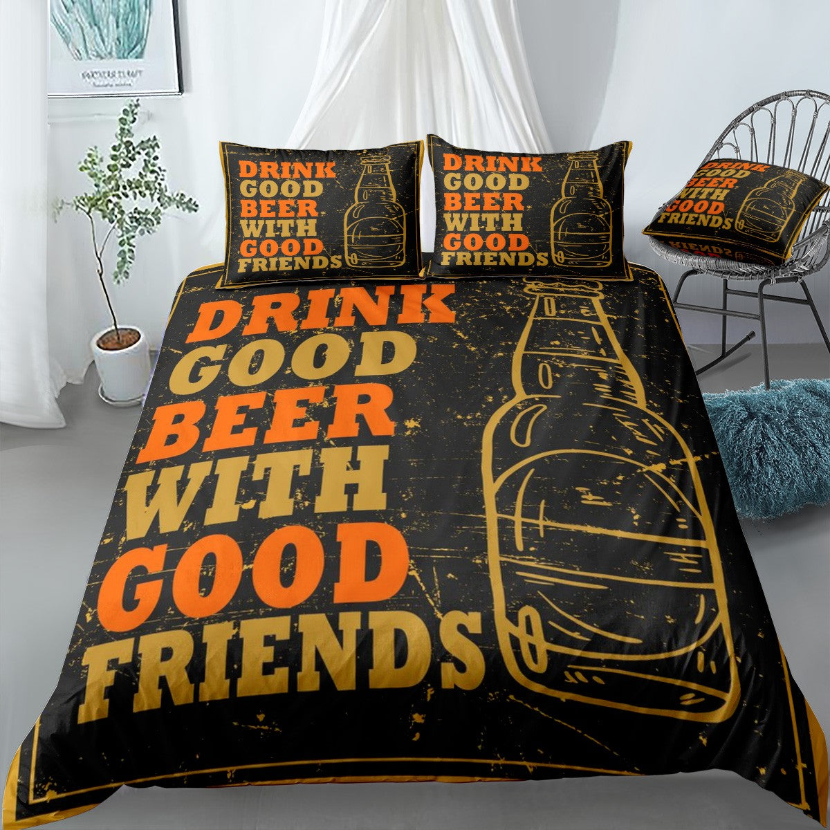 Beer Bedding Set Drink Good Beer With Good Friends Duvet Covers