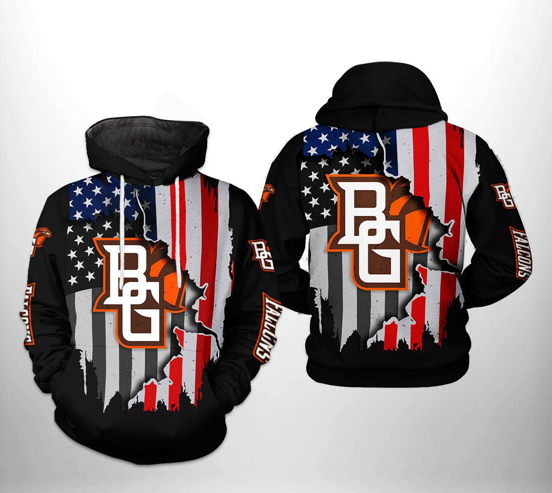Bowling Green Falcons US Flag 3D All Over Print Hoodie & Zip Hoodie