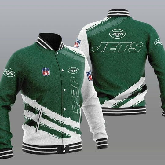 New York Jets Green White Baseball Jacket V3