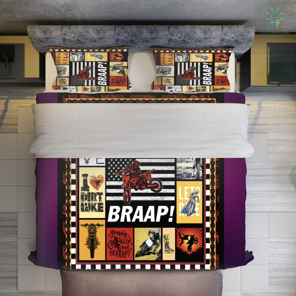 Motorcycle Bedding Set Young Wild And Braaap Duvet Covers Red