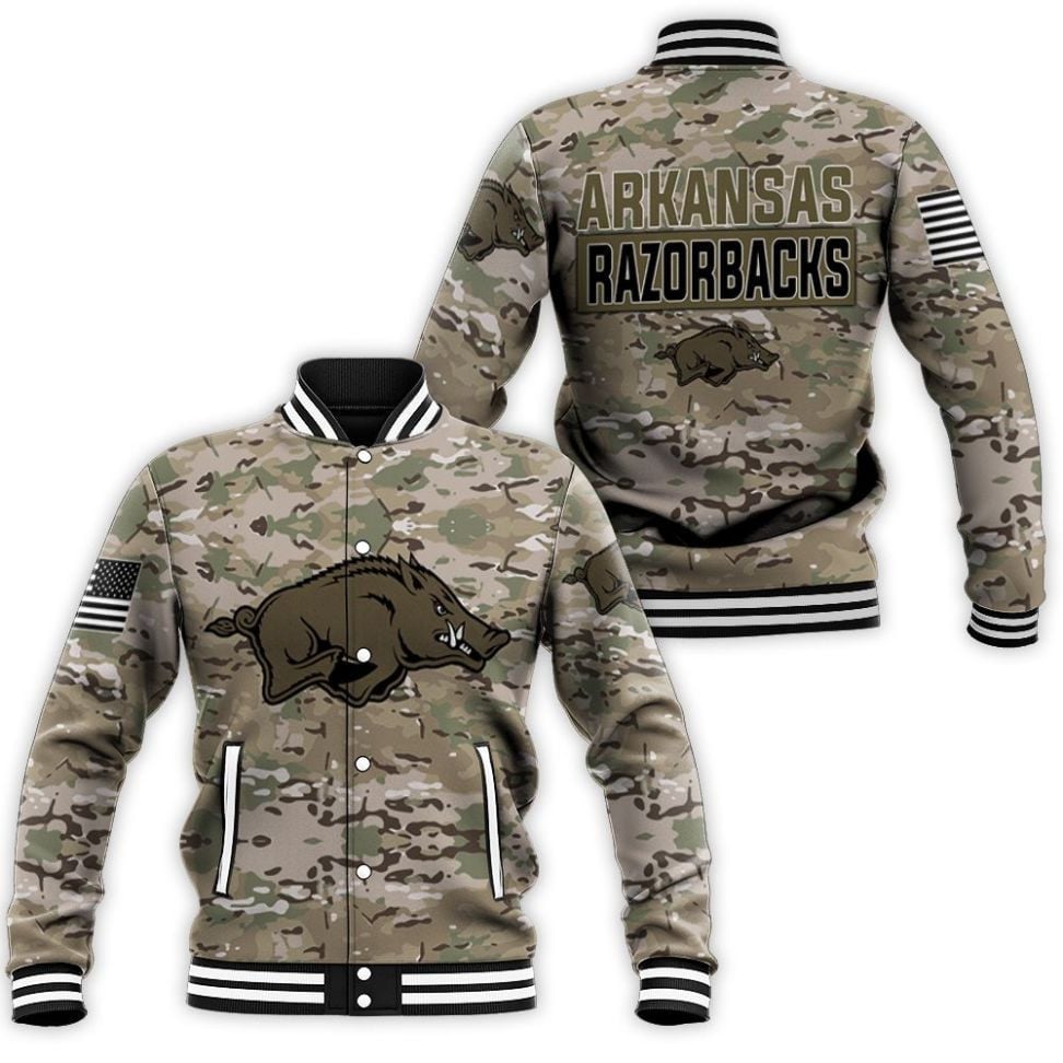 Arkansas Razorbacks Camo Baseball Jacket