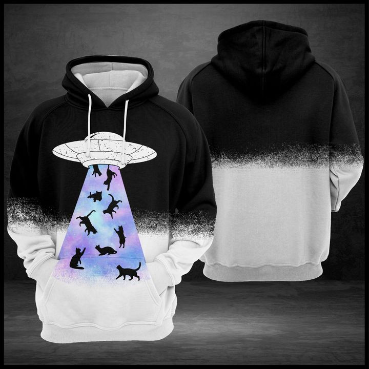 Ufo Attack Black Cat 3D All Over Print Hoodie & Zip Hoodie