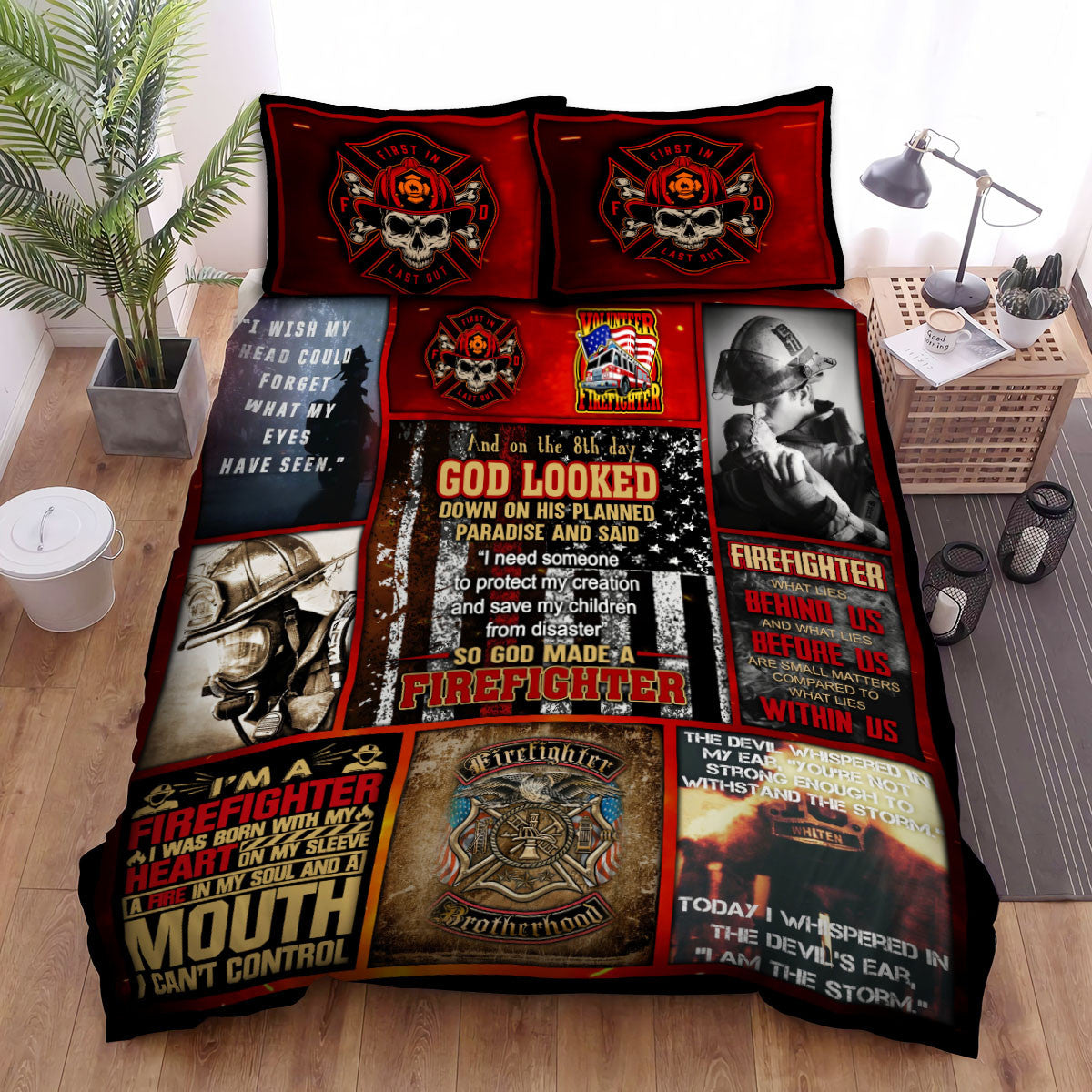 Firefighter Bedding Set Firefighters Behind Us Before Us Within Us Duvet Covers Black