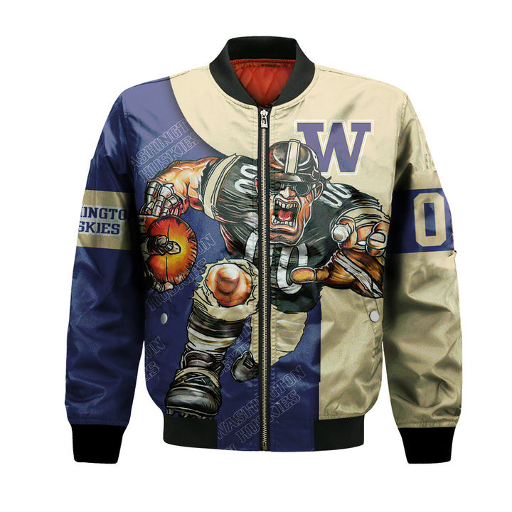 Washington Huskies Custom Number Purple Gold Bomber Jacket