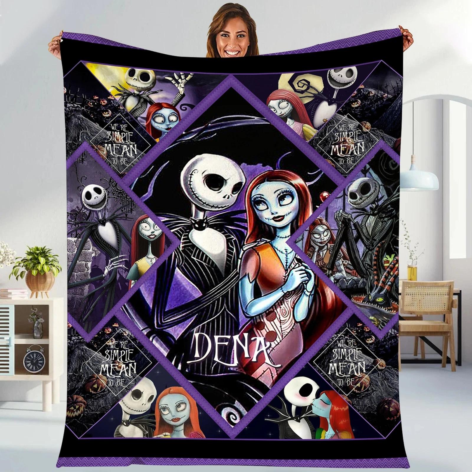 Personalized Jack Skellington Sally Blanket The Nightmare Before Christmas Fleece Sherpa Blanket