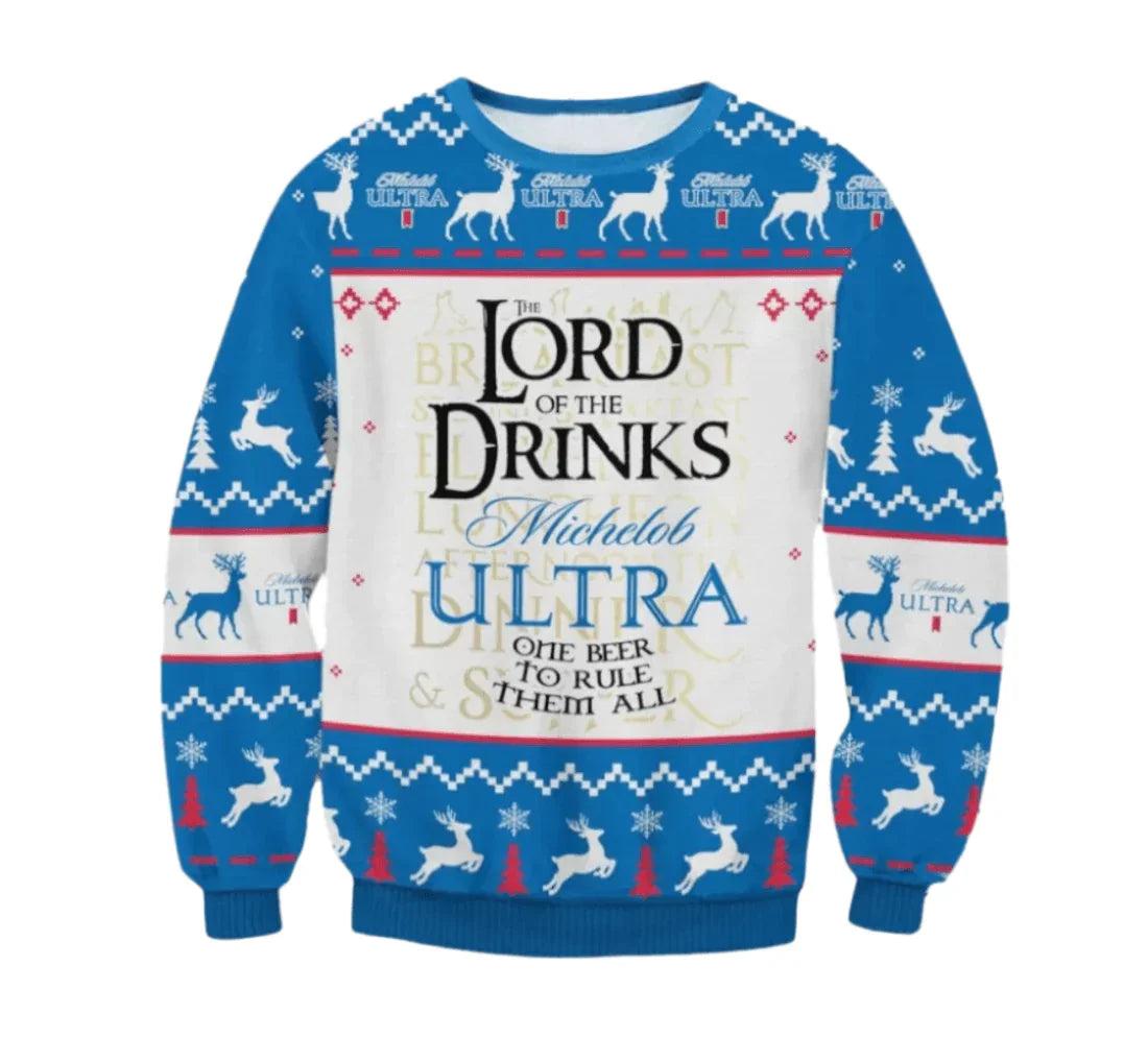Michelob Ultra Lord Of The Drink Ugly Christmas Sweater