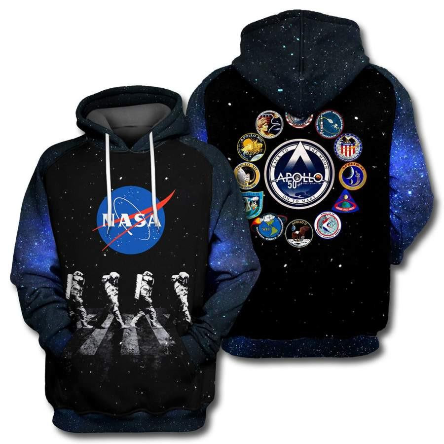 Apollo 11 Walking Astronauts, Nasa All Over Print Hoodie 33