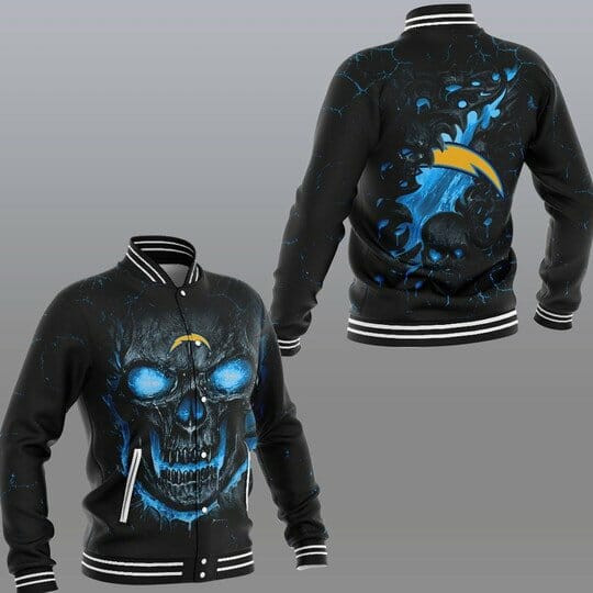 Los Angeles Chargers Skull Black Baseball Jacket