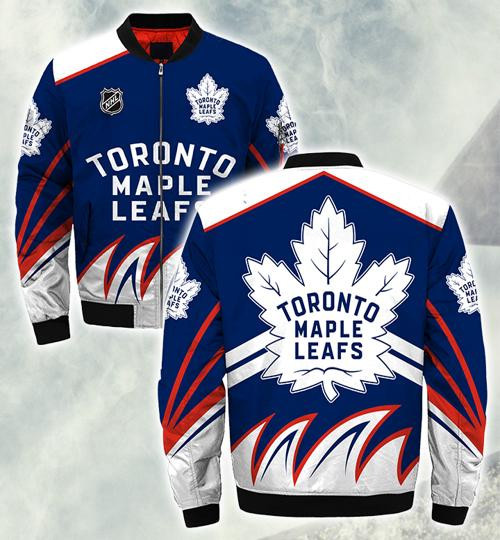 Toronto Maple Leafs Blue White Red Bomber Jacket