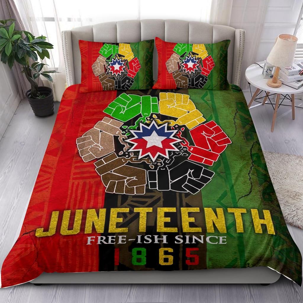 Juneteenth Bedding Set Juneteenth Free-Ish Since 1865 Hand Fists Duvet Covers