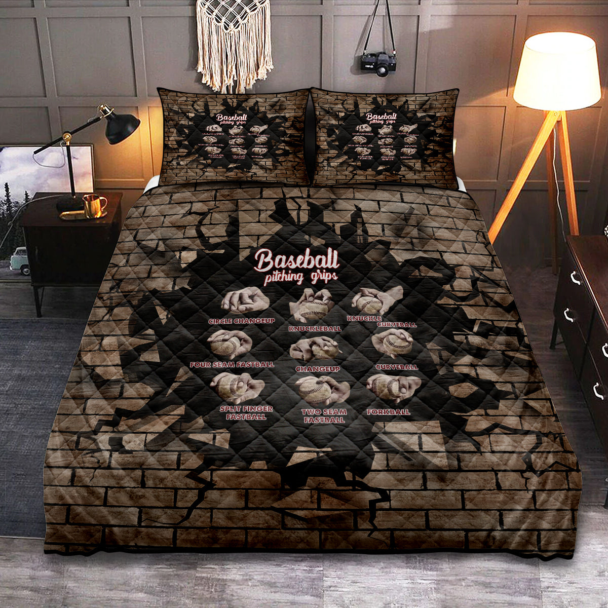 Baseball Bedding Set Baseball Pitching Grips Circle Change Up Duvet Covers