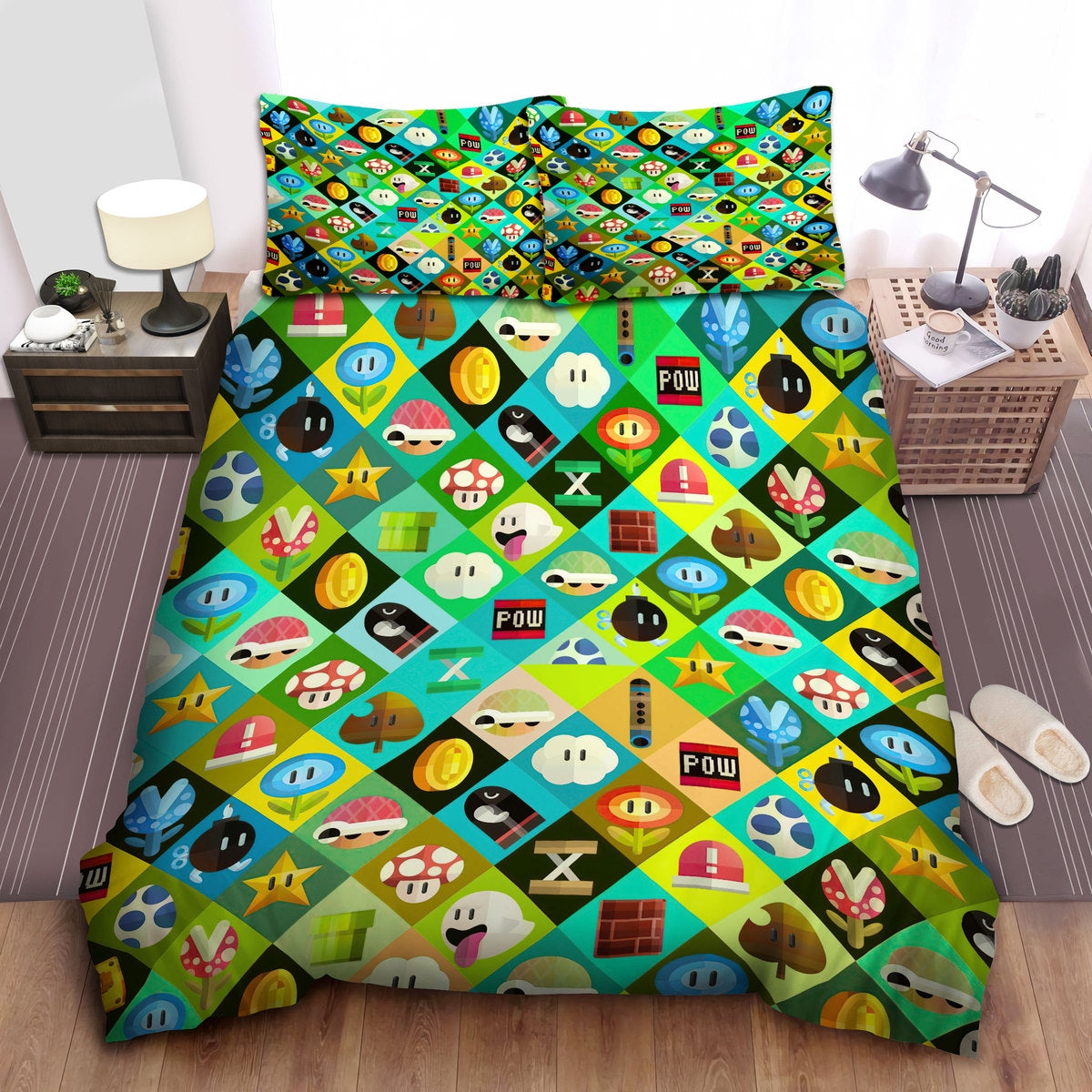 Mario Bedding Set Super Mario Icons Pattern Duvet Covers