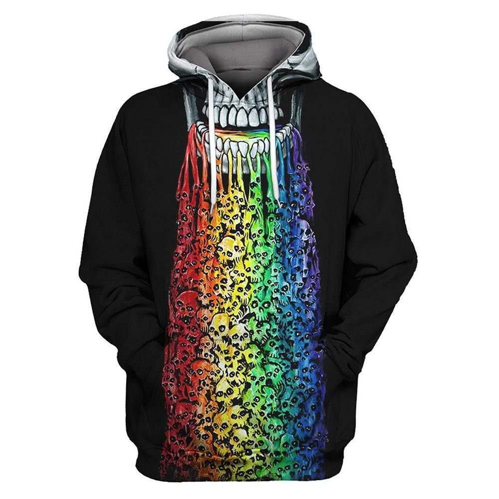 Unisex Rainbow Skulls 3D All Over Print Hoodie & Zip Hoodie