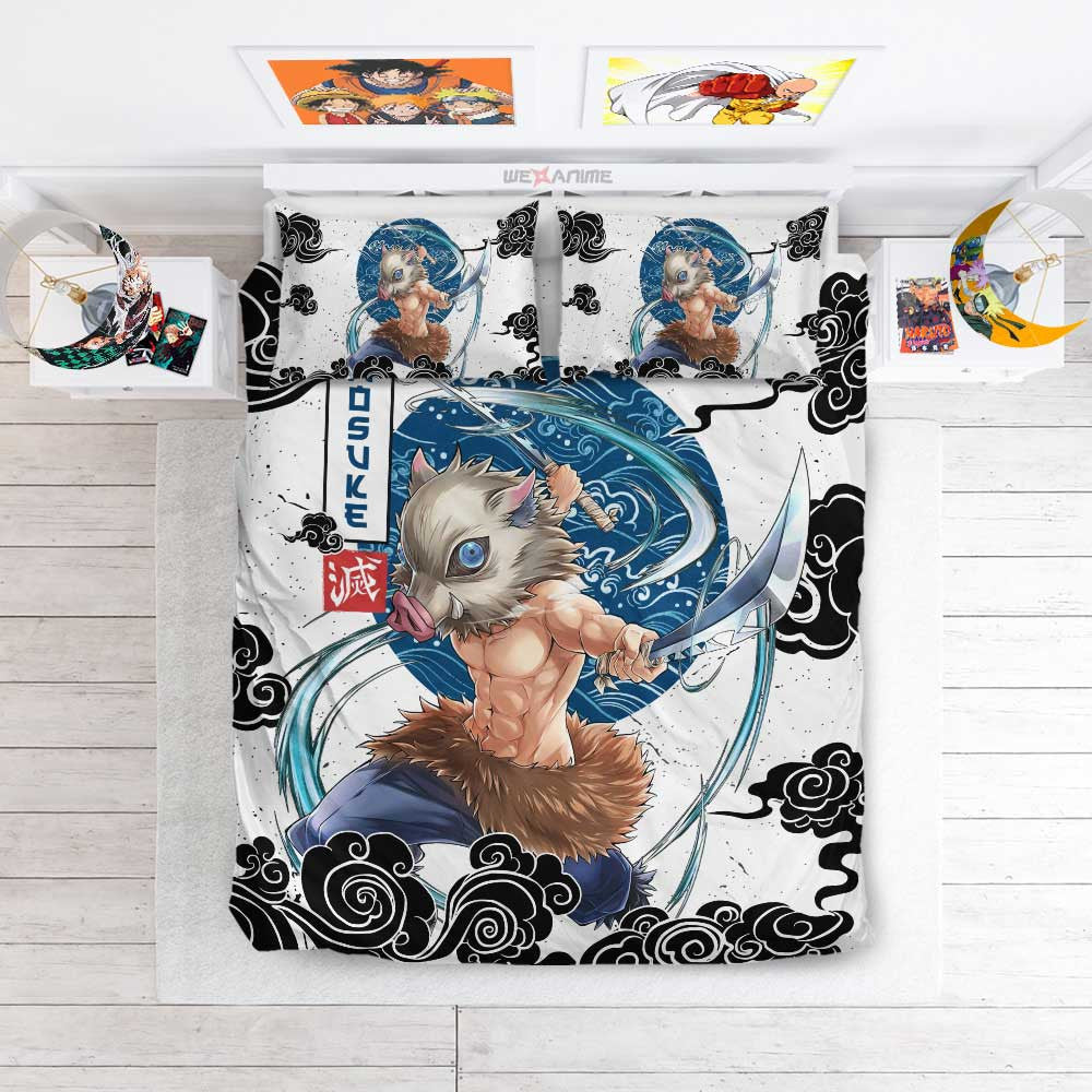 Demon Slayer Bedding Set Inosuke Hashibira Fighting Scene Duvet Covers