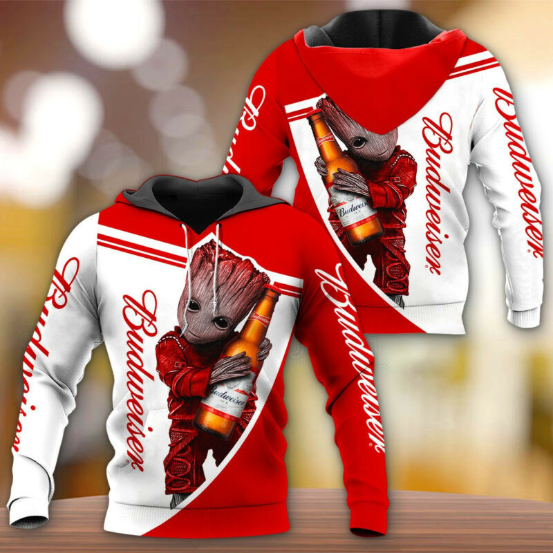 Baby Yoda Hug Budweiser Beer 3d Hoodie