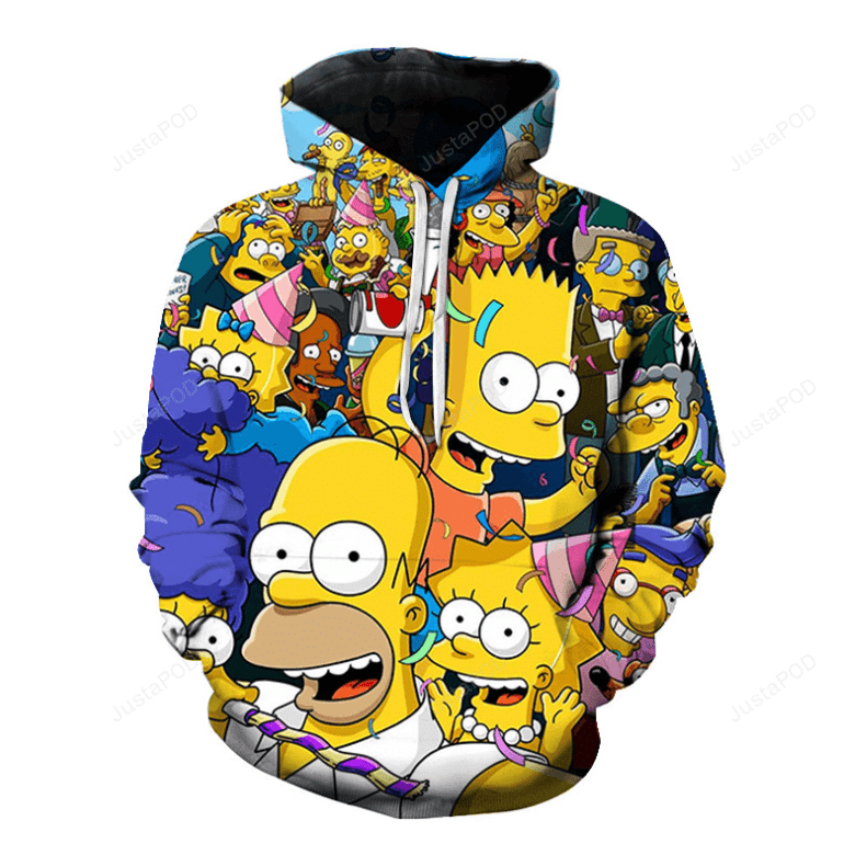 The Simpsons 3d All Over Print Hoodie, Zip-up Hoodie