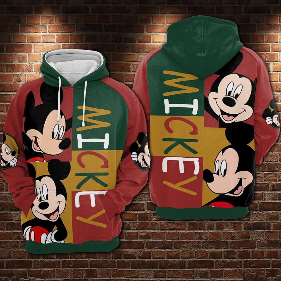 Mickey Mouse Over Print 3d Hoodie Zip Hoodie 332